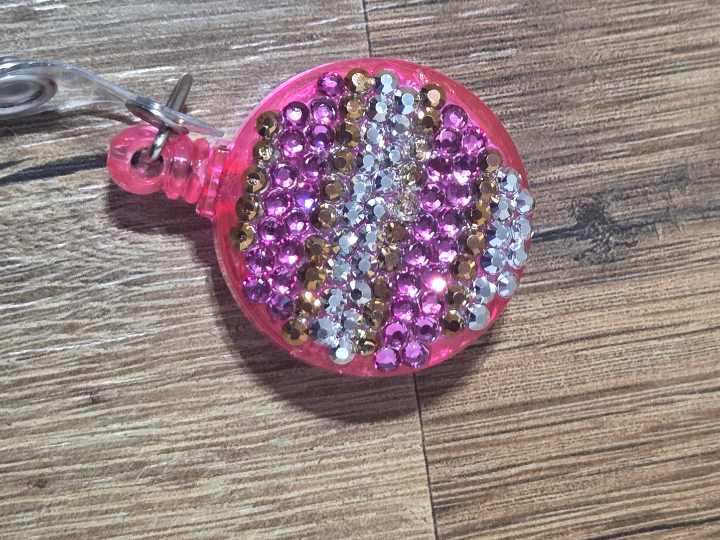 Gilded Rose Rhinestone Badge Reel