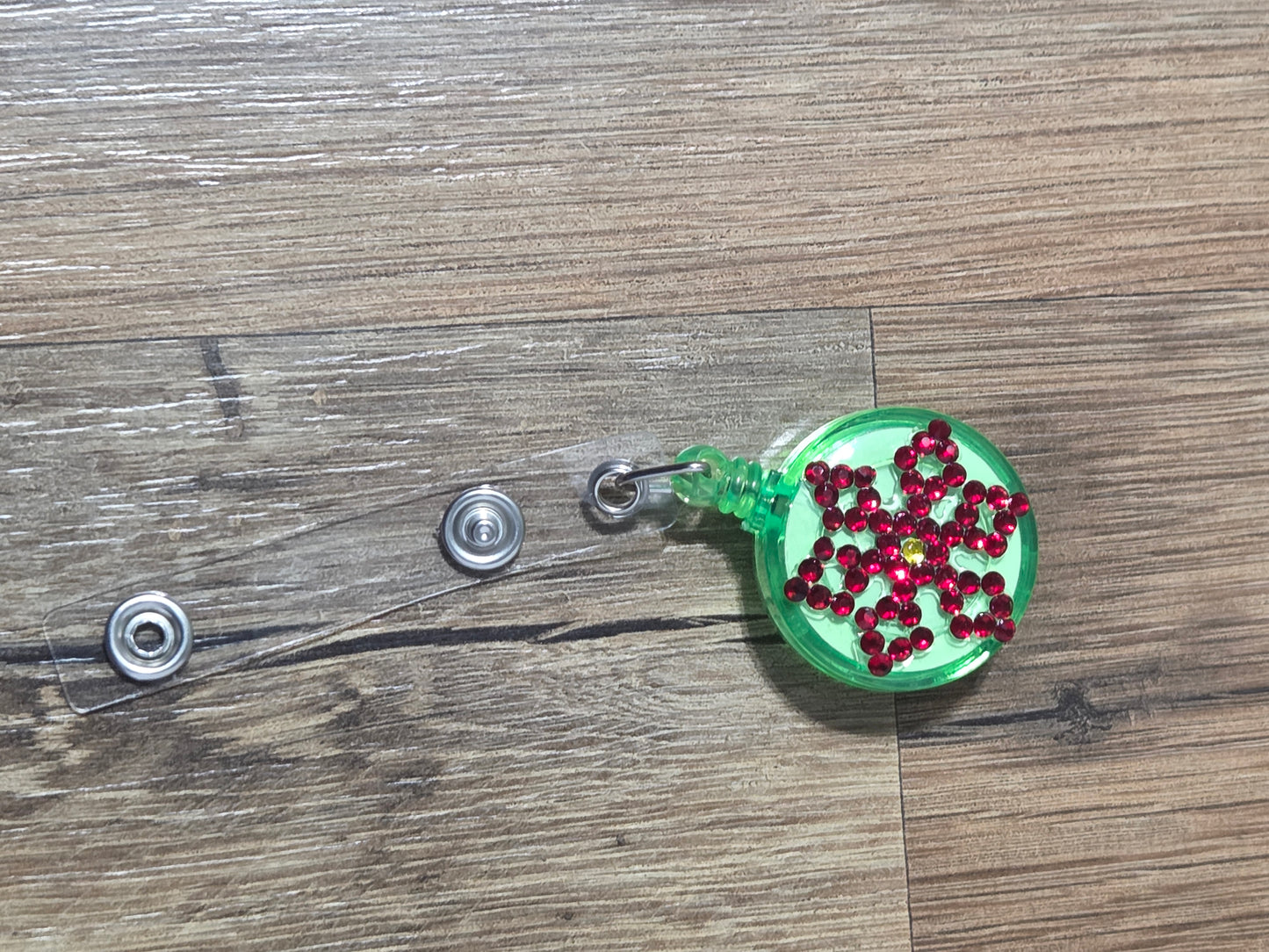 Cozy Christmas Poinsettia Rhinestone Badge Reel