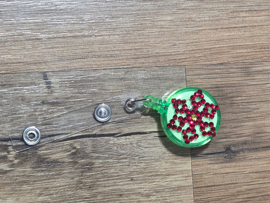 Cozy Christmas Poinsettia Rhinestone Badge Reel
