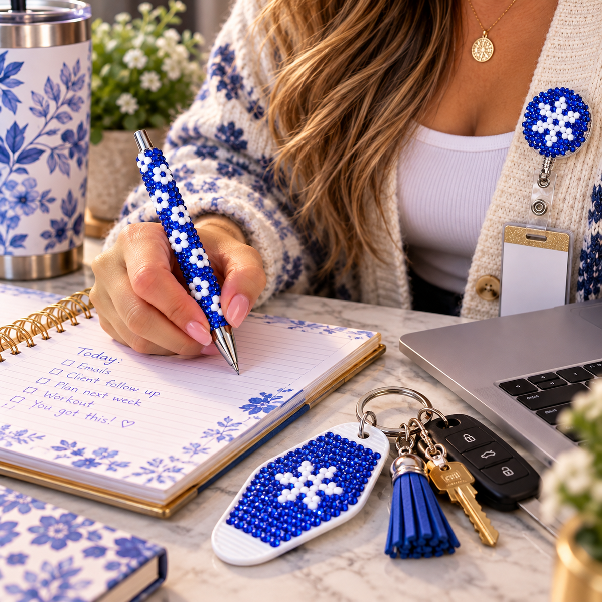 Winter Sparkle Snowflake Rhinestone Keychain
