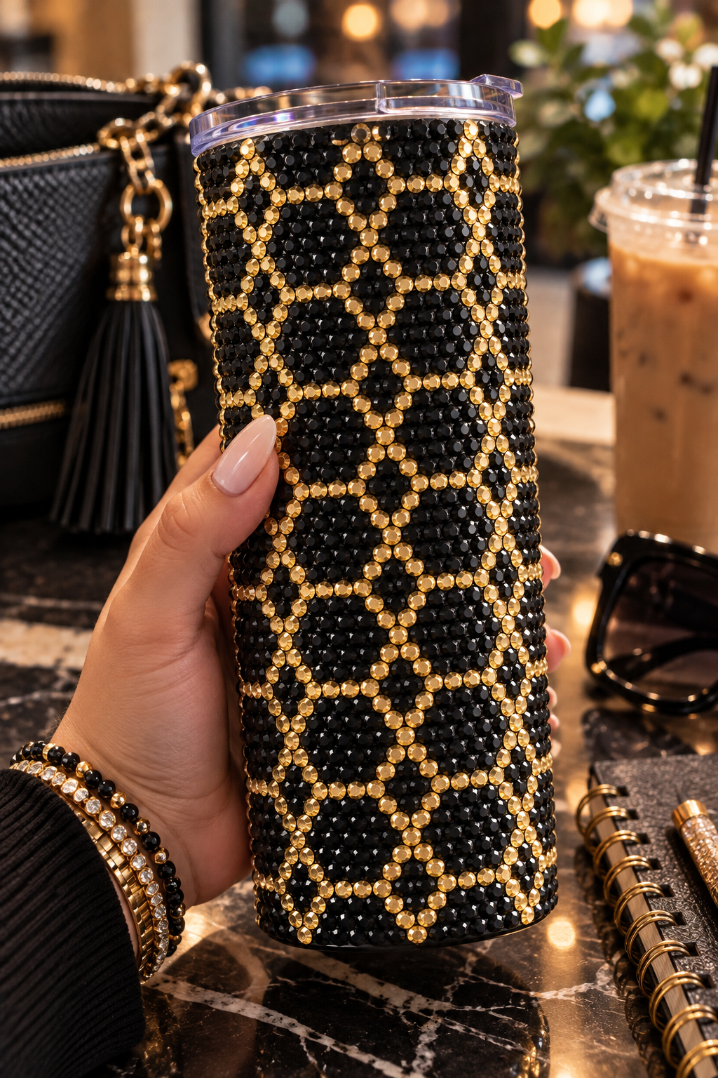 Gilded Noir Full Rhinestone Tumbler